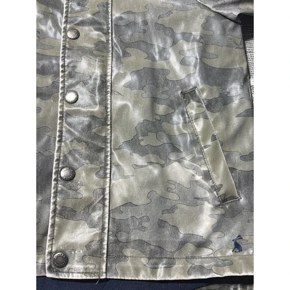 Joules Kids Camouflage Rain Jacket Green Camo Hooded Fleece Lined Coat Size 5